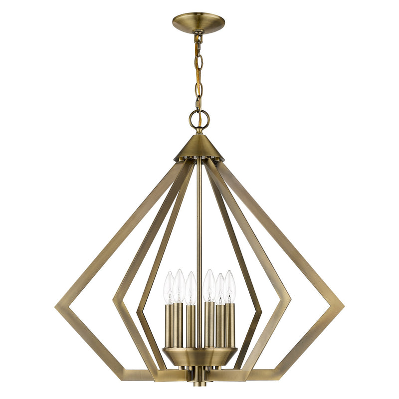 Prism 6-Light Chandelier in Antique Brass