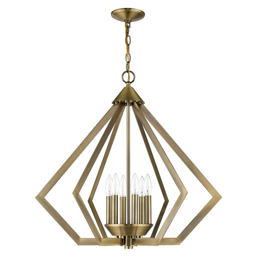 Prism 6-Light Chandelier in Antique Brass