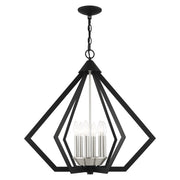 Prism 6-Light Chandelier in Black with Brushed Nickel Cluster