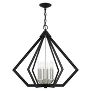 Prism 6-Light Chandelier in Black with Brushed Nickel Cluster