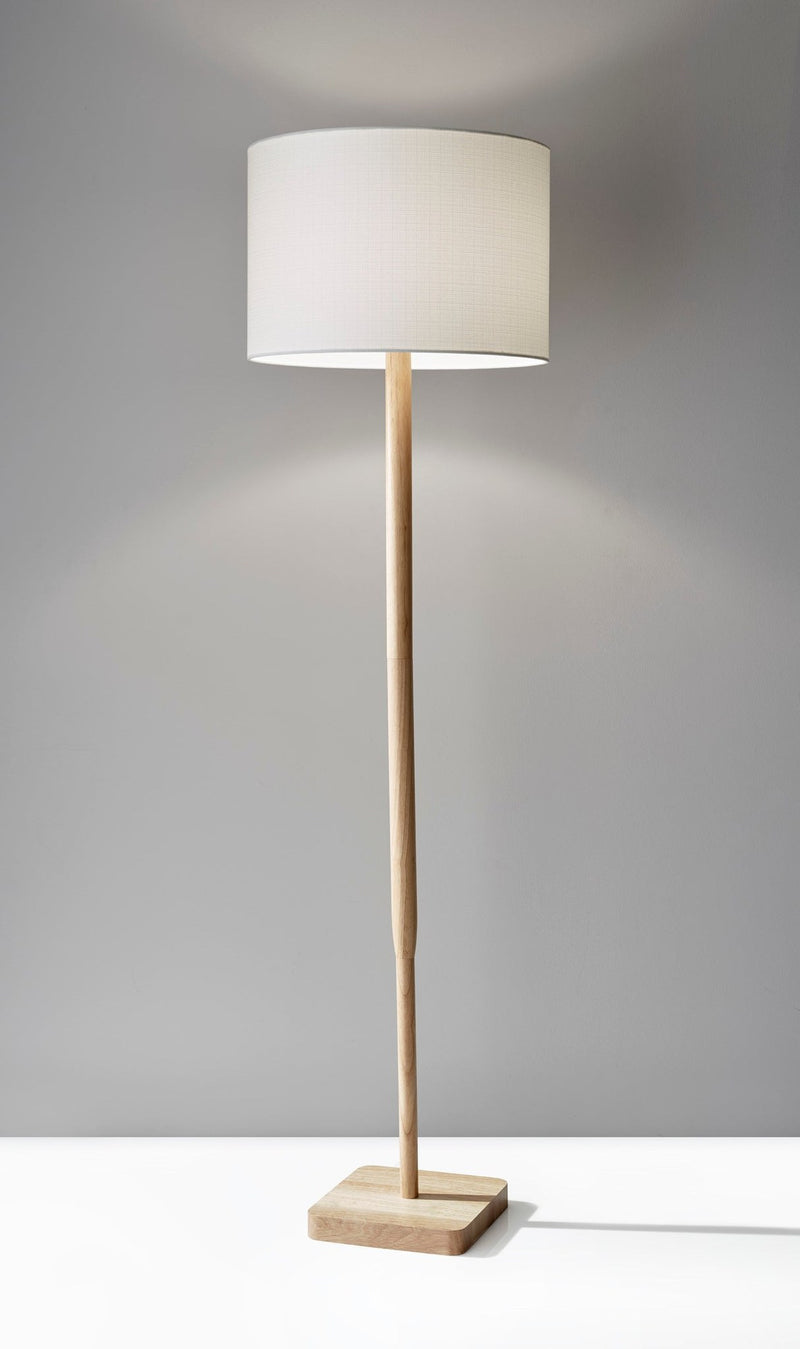 Ellis Floor Lamp in Natural Rubber Wood
