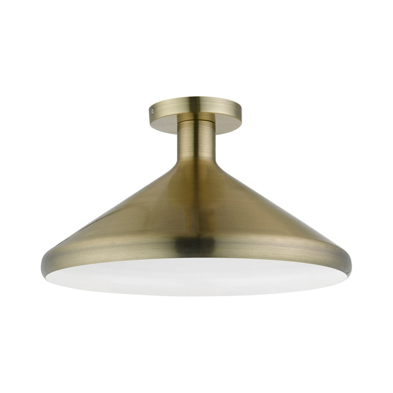 Geneva Cone Semi-Flush Mount in Antique Brass