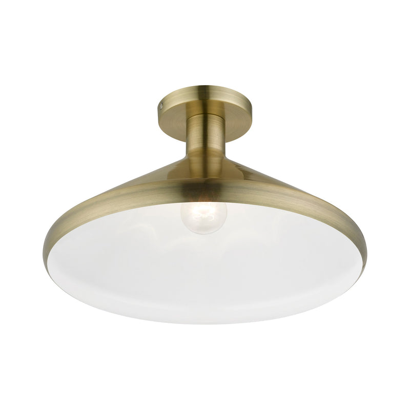 Geneva Cone Semi-Flush Mount in Antique Brass