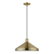 Geneva 15" Steel Cone Pendant in Antique Brass