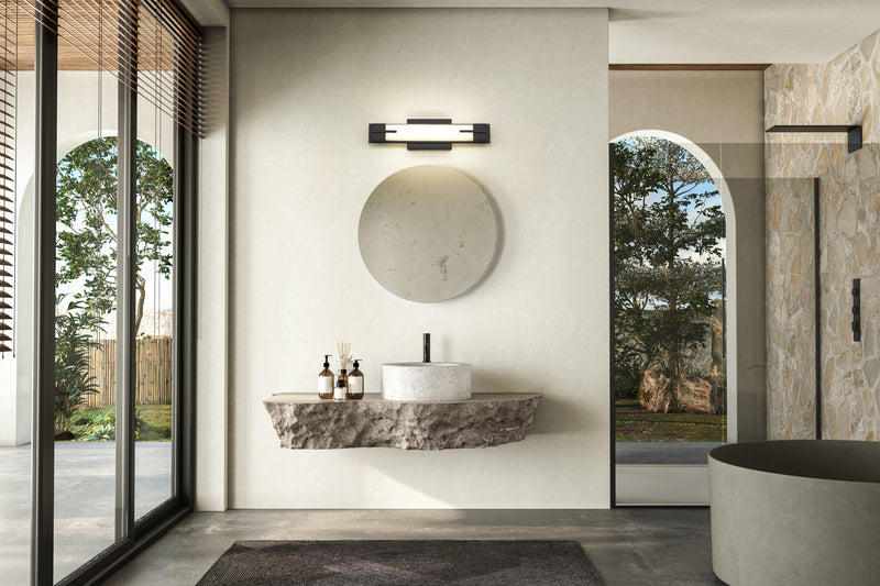 Chase 1 Light 18" Vanity in Matte Black in a room setting