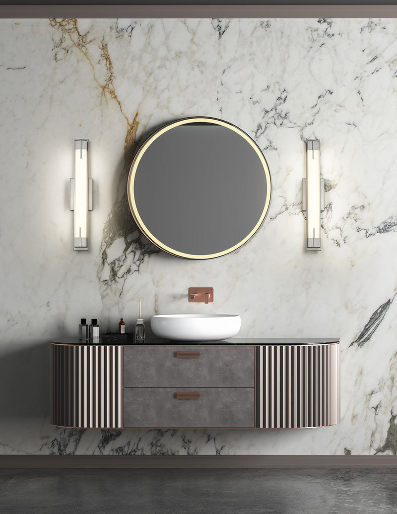 Chase 1 Light 23" Vanity in Brushed Nickel in a room setting