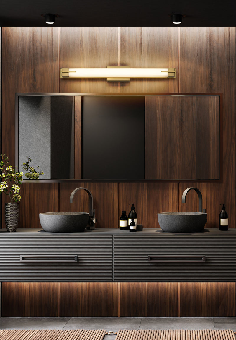 Chase 1 Light 33" Vanity in Modern Gold in a room setting