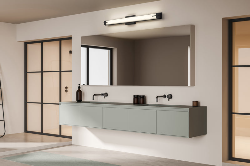 Chase 1 Light 43" Vanity in Matte Black in a room setting