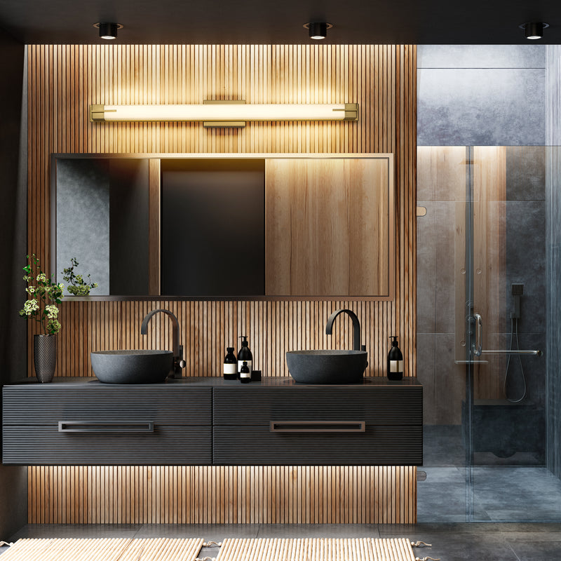 Chase 1 Light 43" Vanity in Modern Gold in a room setting