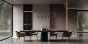 Saros 1 Light 42" Linear Pendant in Matte Black in a room setting