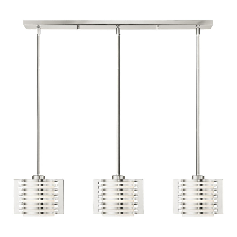 Hilliard 3-Light Linear Pendant in Brushed Nickel
