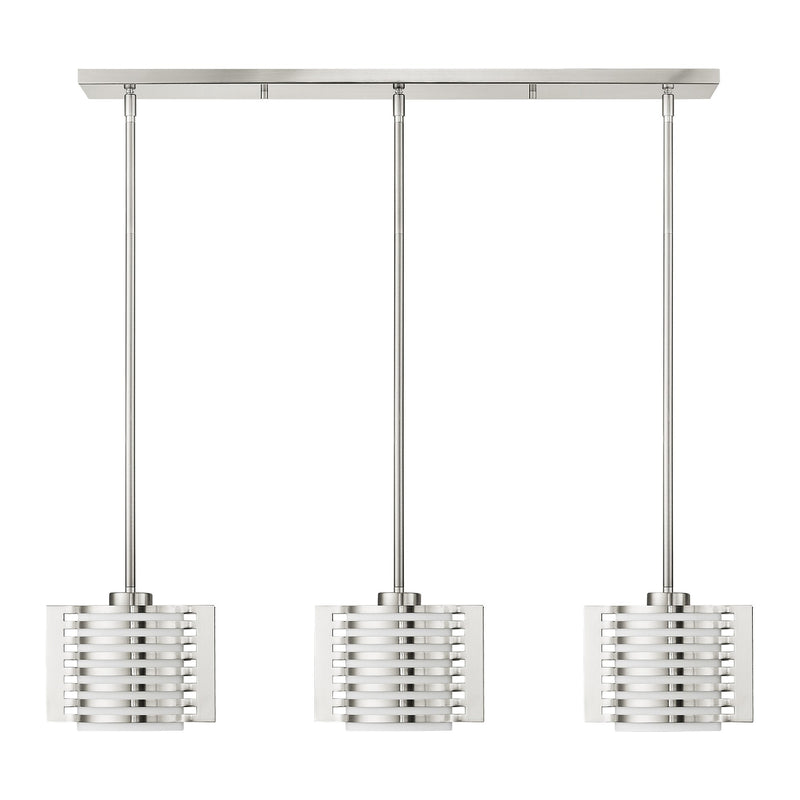 Hilliard 3-Light Linear Pendant in Brushed Nickel