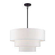 Manorwood 5-Light Chandelier with Off-White Shade in Bronze