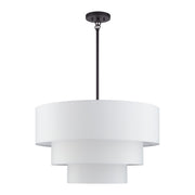 Manorwood 5-Light Chandelier with Off-White Shade in Bronze