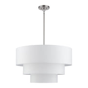 Manorwood 5-Light Chandelier with Off-White Shade in Brushed Nickel