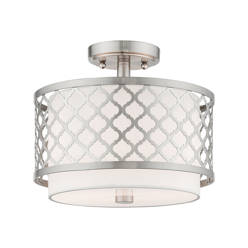 Arabesque 2-Light Small Semi-Flush Mount in Brushed Nickel