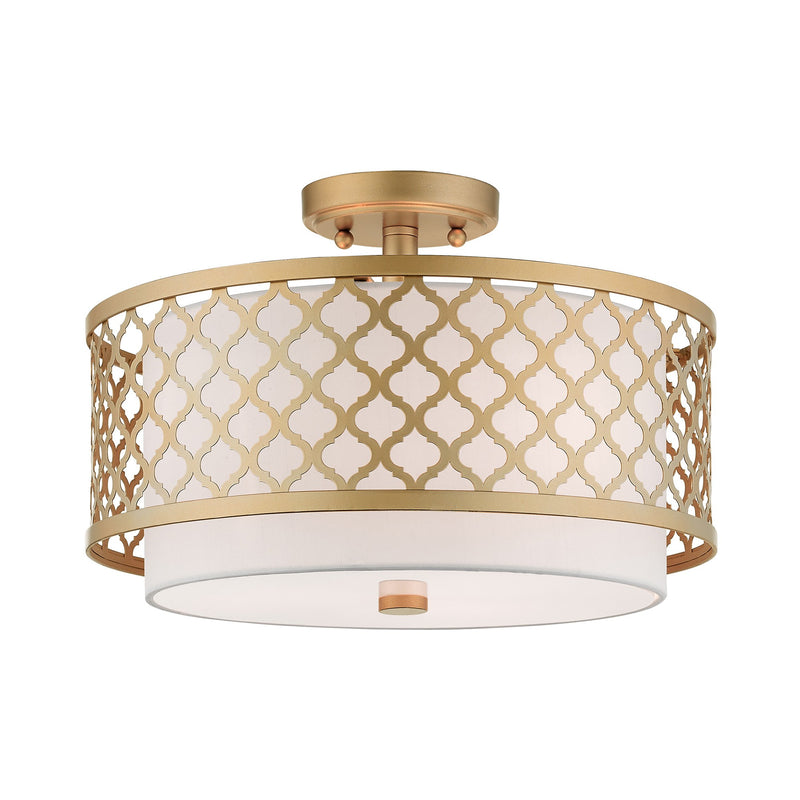 Arabesque 3-Light 15" Semi-Flush Mount in Soft Gold