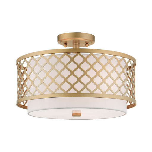 Arabesque 3-Light 15" Semi-Flush Mount in Soft Gold