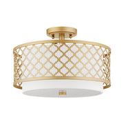 Arabesque 3-Light 15" Semi-Flush Mount in Soft Gold