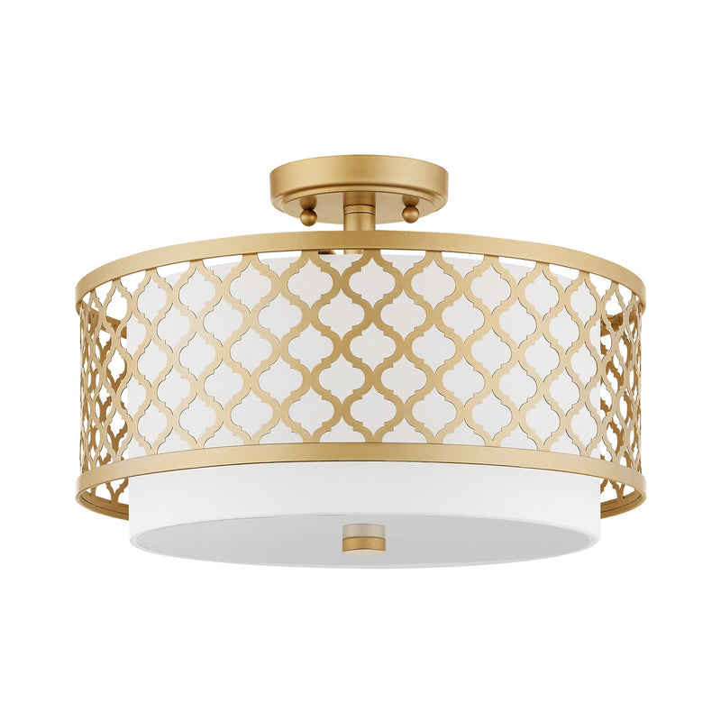 Arabesque 3-Light 15" Semi-Flush Mount in Soft Gold