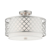 Arabesque 3-Light 15" Semi-Flush Mount in Brushed Nickel