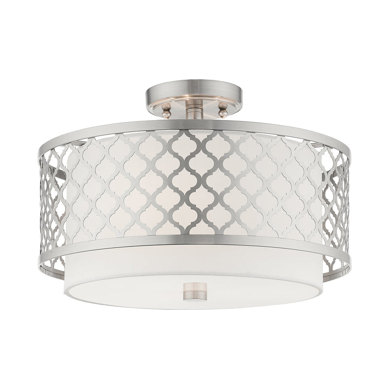 Arabesque 3-Light 15" Semi-Flush Mount in Brushed Nickel