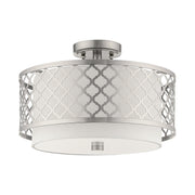 Arabesque 3-Light 15" Semi-Flush Mount in Brushed Nickel