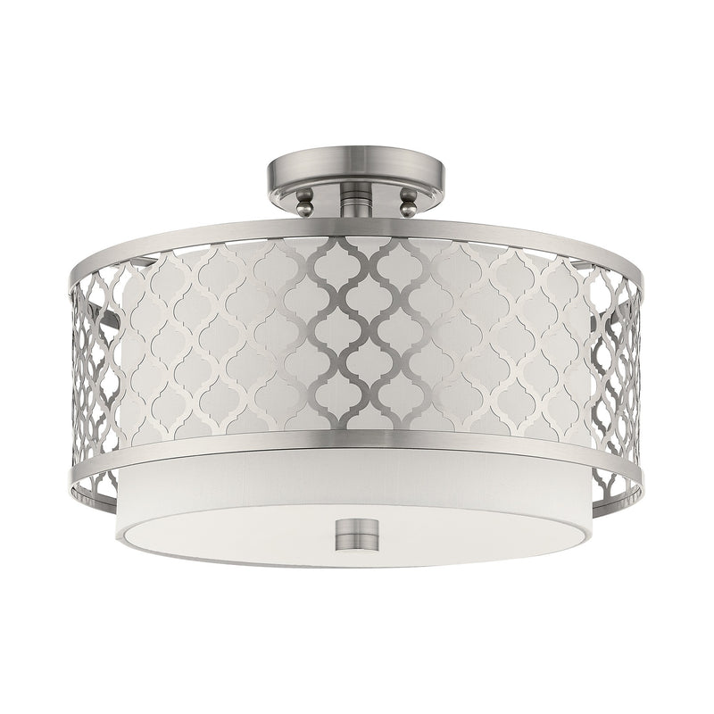 Arabesque 3-Light 15" Semi-Flush Mount in Brushed Nickel