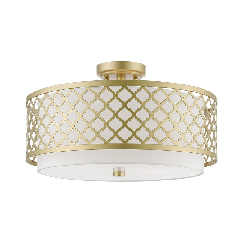 Arabesque 3-Light Large Semi-Flush Mount in Soft Gold