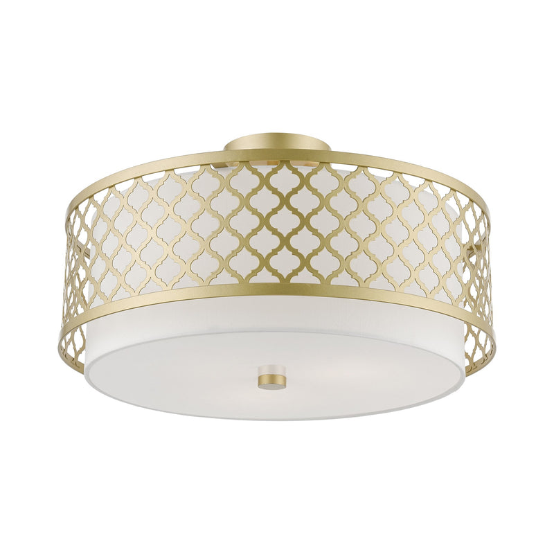 Arabesque 3-Light Large Semi-Flush Mount in Soft Gold