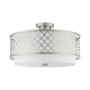 Arabesque 3-Light Large Semi-Flush Mount in Brushed Nickel