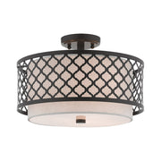 Arabesque 3-Light 15" Semi-Flush Mount in English Bronze