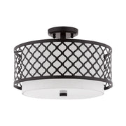 Arabesque 3-Light 15" Semi-Flush Mount in English Bronze