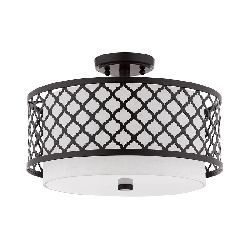 Arabesque 3-Light 15" Semi-Flush Mount in English Bronze