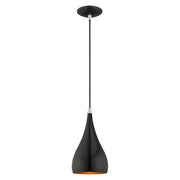 Amador Mini Pendant in Shiny Black with Polished Chrome Accents