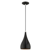 Amador Mini Pendant in Shiny Black with Polished Chrome Accents