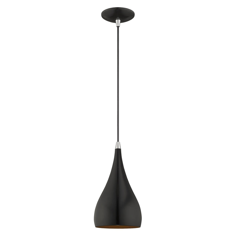 Amador Mini Pendant in Shiny Black with Polished Chrome Accents