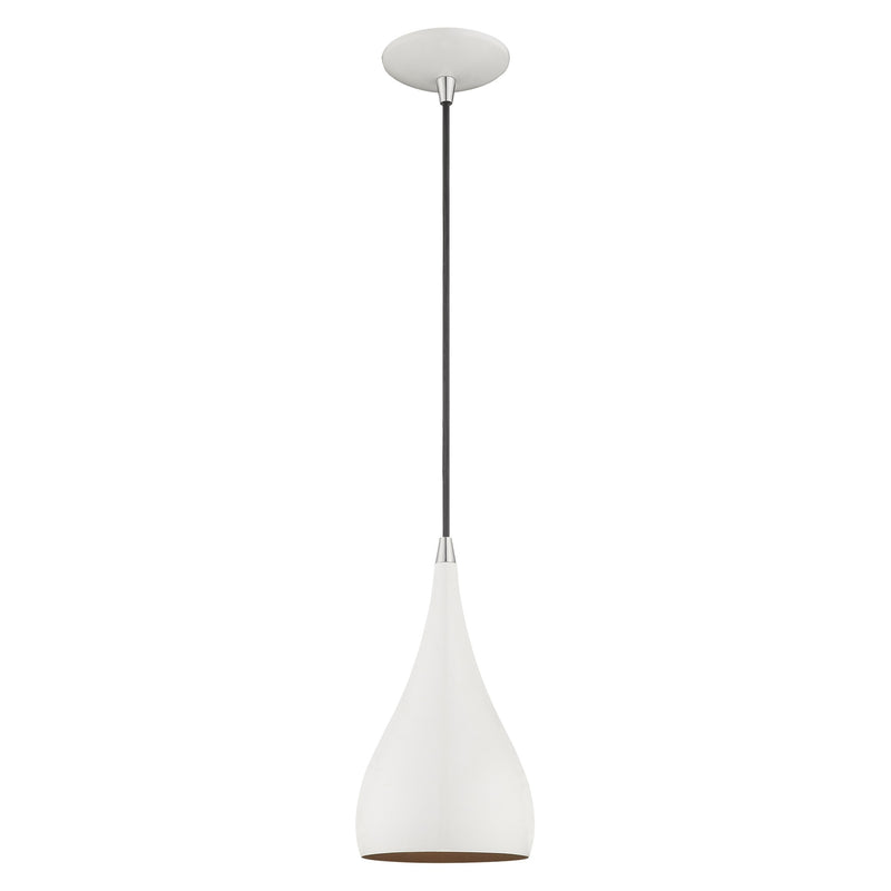 Amador Mini Pendant in Shiny White with Polished Chrome Accents