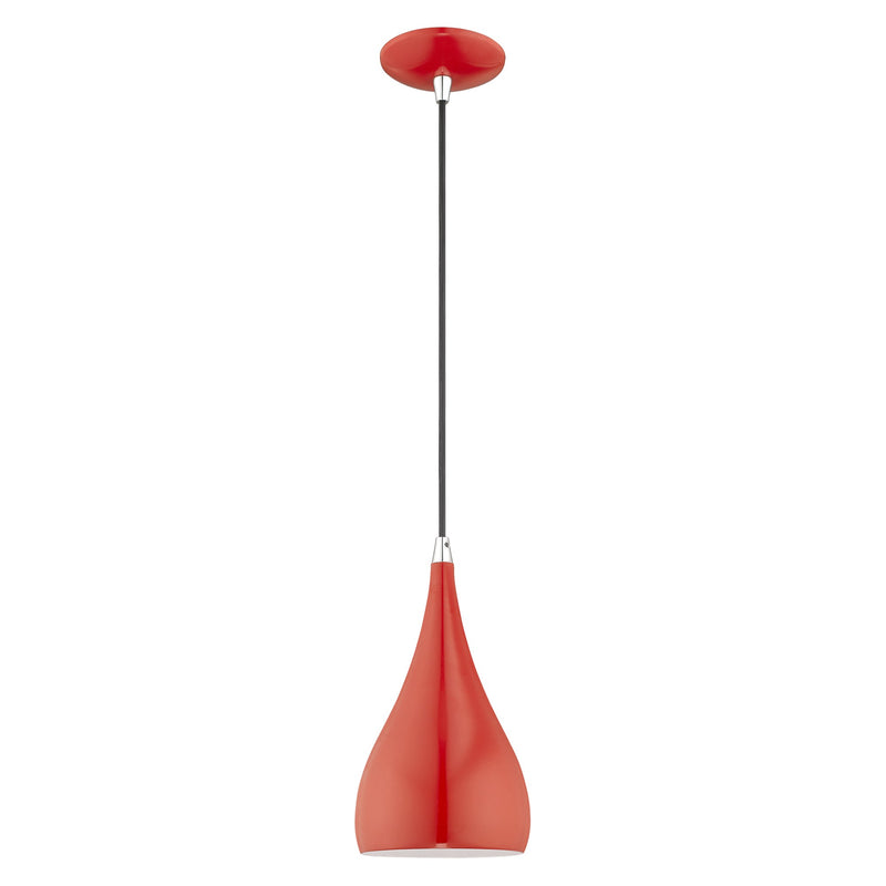 Amador Mini Pendant in Shiny Red with Polished Chrome Accents