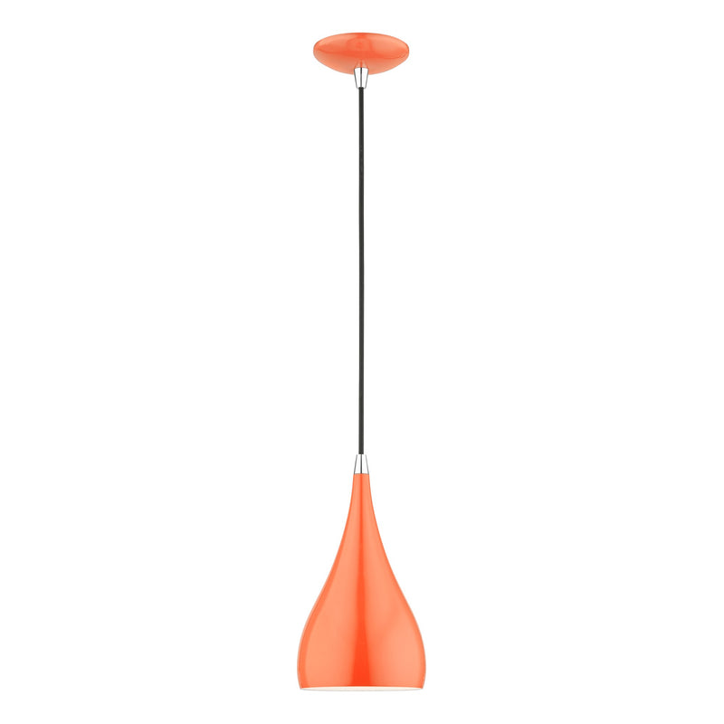 Amador Mini Pendant in Shiny Orange with Polished Chrome Accents