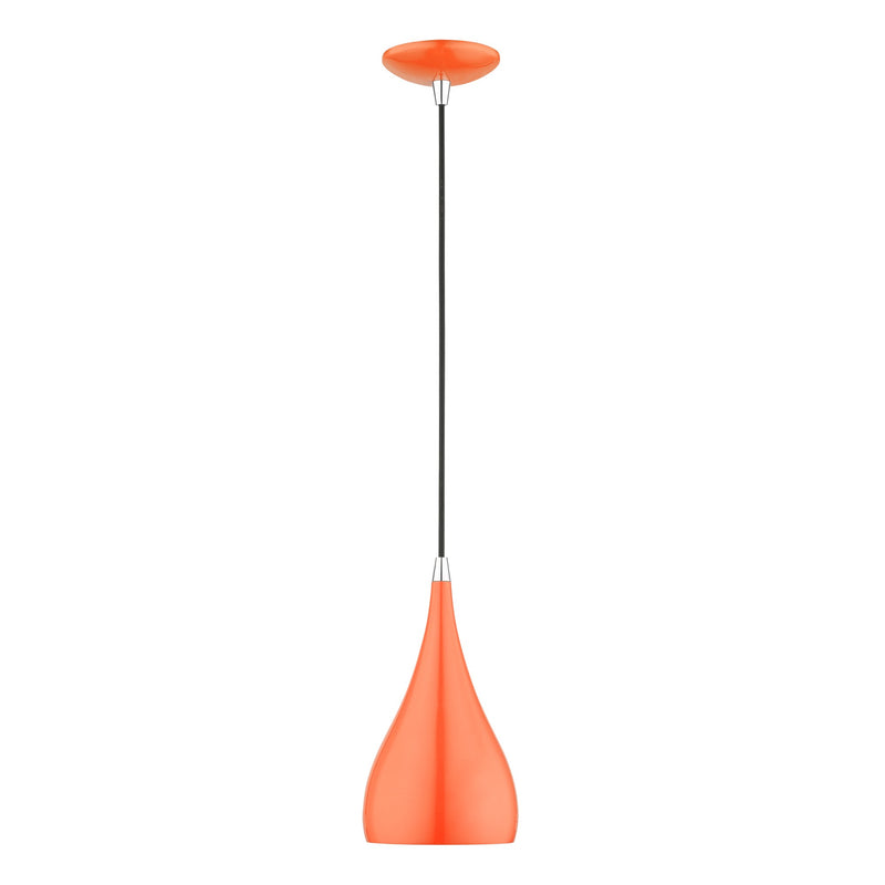 Amador Mini Pendant in Shiny Orange with Polished Chrome Accents