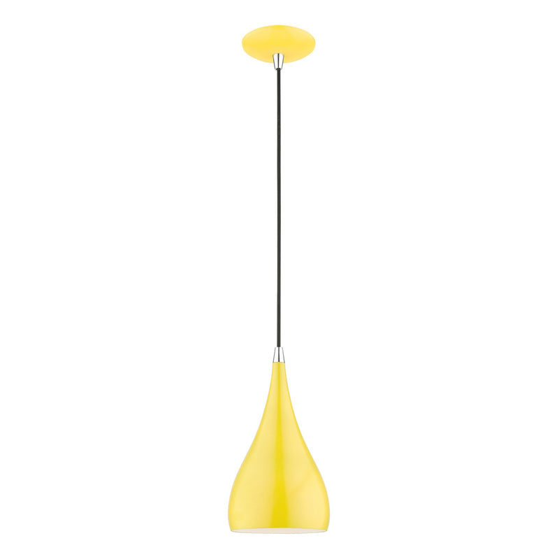 Amador Mini Pendant in Shiny Yellow with Polished Chrome Accents