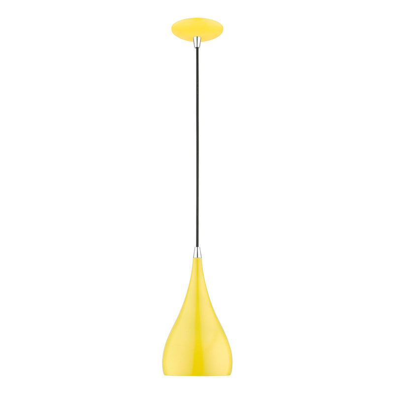 Amador Mini Pendant in Shiny Yellow with Polished Chrome Accents