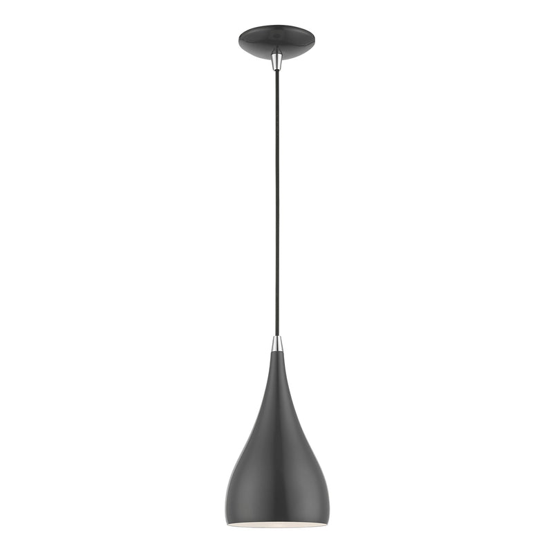 Amador Mini Pendant in Shiny Dark Gray with Polished Chrome Accents