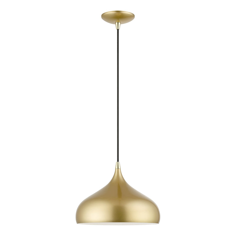Amador 11.75" Pendant in Soft Gold with Polished Brass Accents