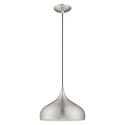 Amador 11.75" Pendant in Brushed Aluminum with Polished Chrome Accents