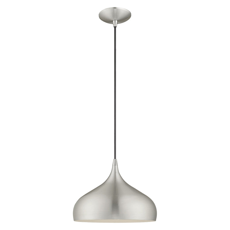 Amador 11.75" Pendant in Brushed Aluminum with Polished Chrome Accents