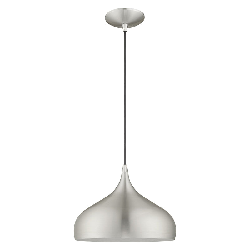 Amador 11.75" Pendant in Brushed Aluminum with Polished Chrome Accents