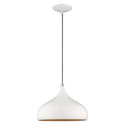 Amador 11.75" Pendant in Shiny White with Polished Chrome Accents