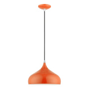 Amador 11.75" Pendant in Shiny Orange with Polished Chrome Accents